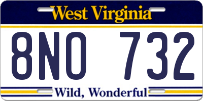 WV license plate 8NO732