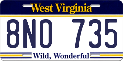 WV license plate 8NO735