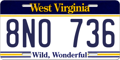 WV license plate 8NO736