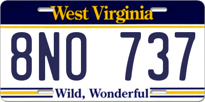 WV license plate 8NO737