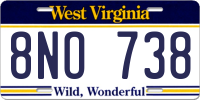 WV license plate 8NO738