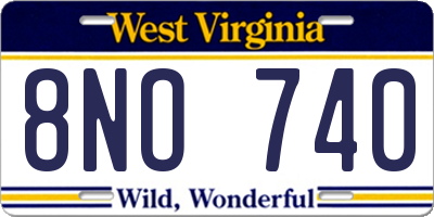 WV license plate 8NO740