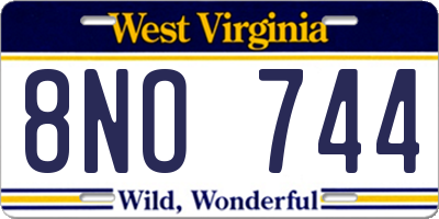 WV license plate 8NO744