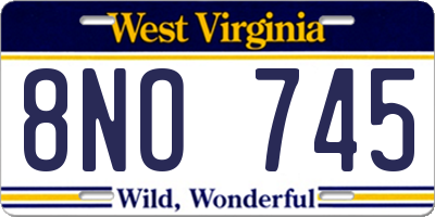 WV license plate 8NO745