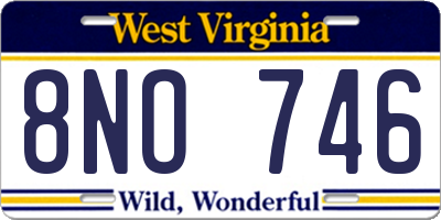 WV license plate 8NO746
