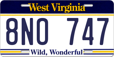 WV license plate 8NO747