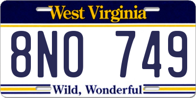 WV license plate 8NO749
