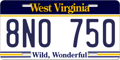 WV license plate 8NO750