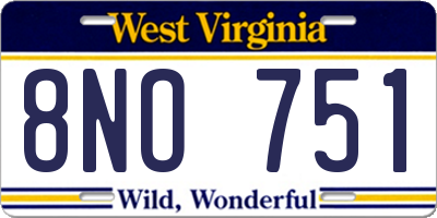 WV license plate 8NO751