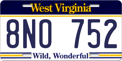 WV license plate 8NO752