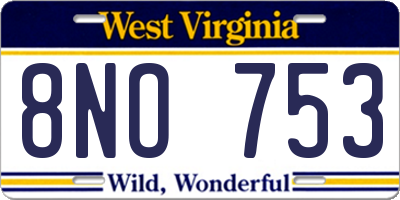 WV license plate 8NO753