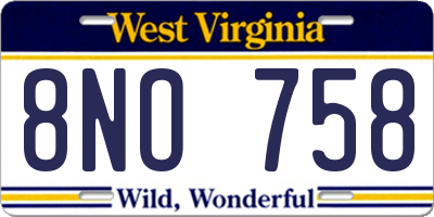 WV license plate 8NO758