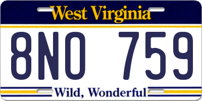 WV license plate 8NO759