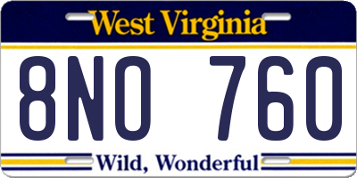 WV license plate 8NO760