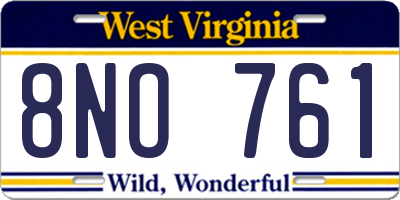 WV license plate 8NO761