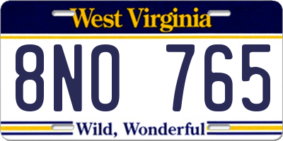 WV license plate 8NO765