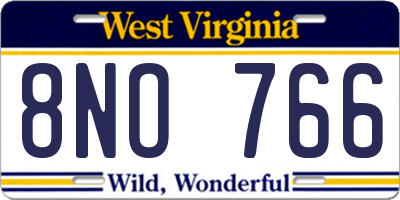 WV license plate 8NO766
