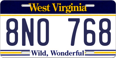 WV license plate 8NO768