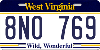 WV license plate 8NO769