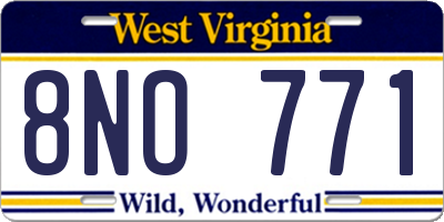WV license plate 8NO771