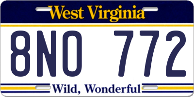 WV license plate 8NO772
