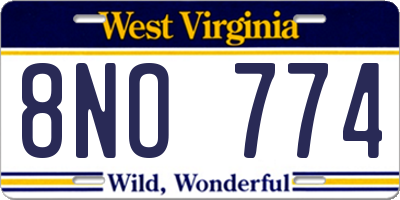WV license plate 8NO774