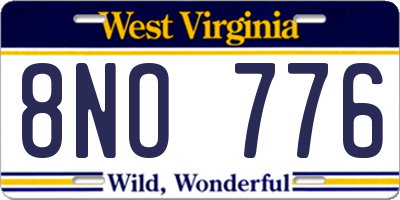 WV license plate 8NO776