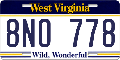 WV license plate 8NO778