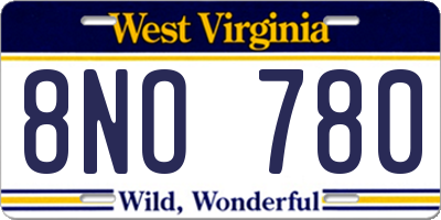 WV license plate 8NO780