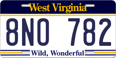 WV license plate 8NO782