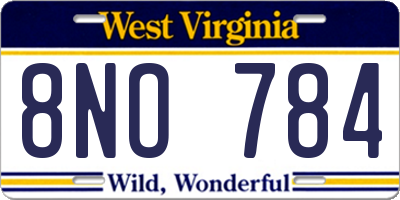 WV license plate 8NO784