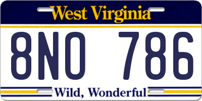 WV license plate 8NO786