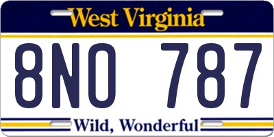 WV license plate 8NO787