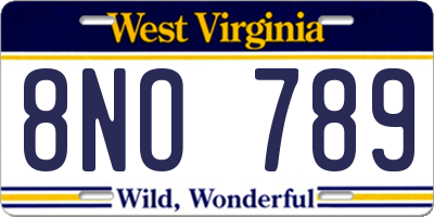 WV license plate 8NO789
