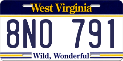 WV license plate 8NO791