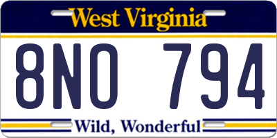 WV license plate 8NO794