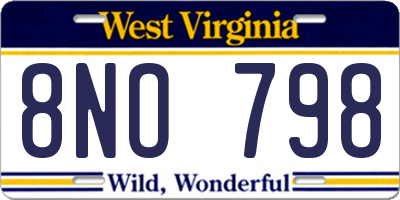 WV license plate 8NO798