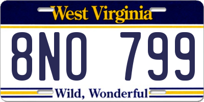 WV license plate 8NO799