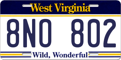 WV license plate 8NO802