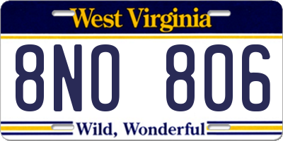 WV license plate 8NO806