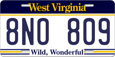 WV license plate 8NO809