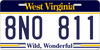 WV license plate 8NO811
