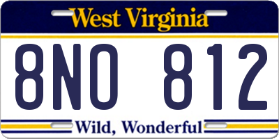 WV license plate 8NO812