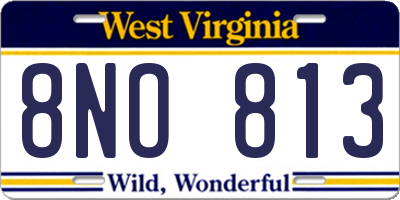 WV license plate 8NO813