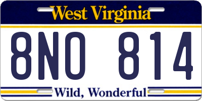 WV license plate 8NO814