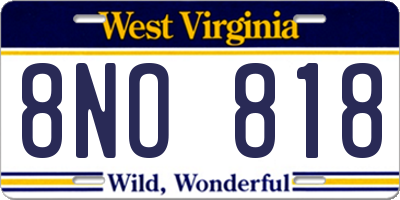 WV license plate 8NO818
