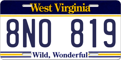 WV license plate 8NO819