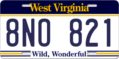 WV license plate 8NO821