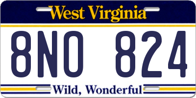 WV license plate 8NO824
