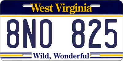 WV license plate 8NO825